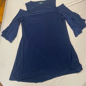 Ralph Lauren Navy Dress 16 Cold Shoulder